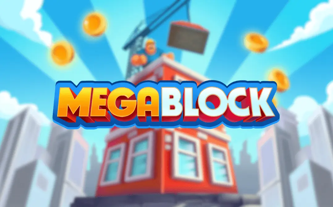Logotipo de MegaBlock sobre la torre en construcción, versión demo del juego
